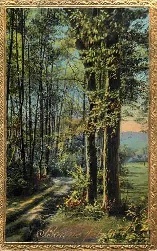 Happy Birthday Greetings Bonne Fete forest dirty road picturesque scenery