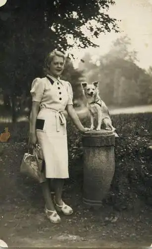 Dog pet vintage souvenir real photo postcard