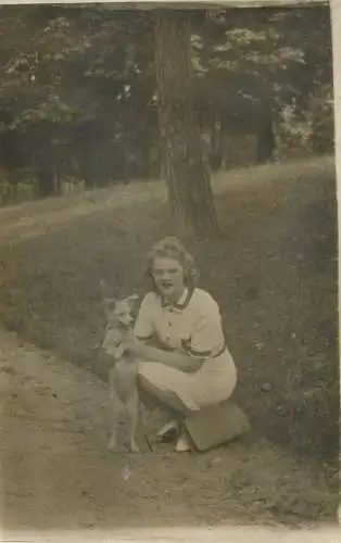 Dog pet vintage souvenir real photo postcard 1939
