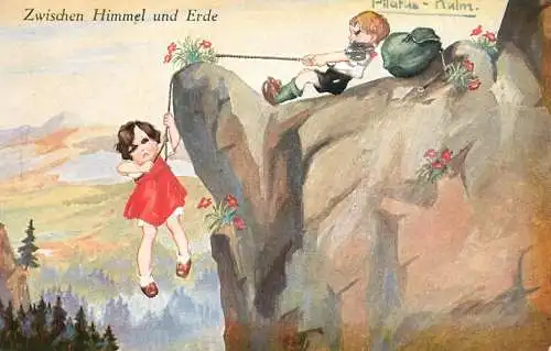 Between heaven and earth funny humour illustration