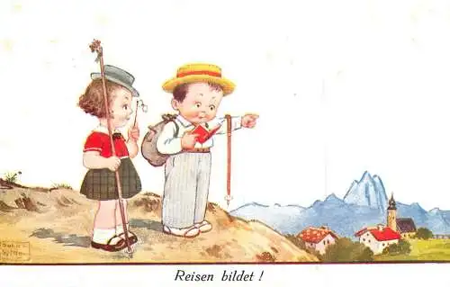 Mountain hikers funny humour illustration