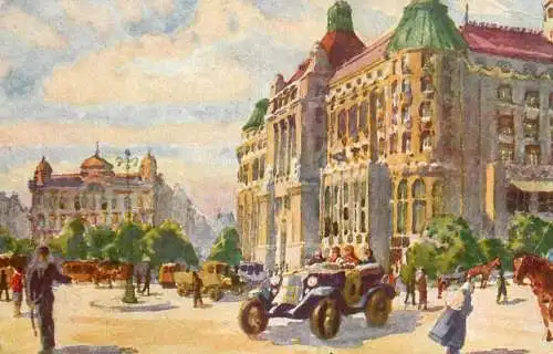 Hungary Budapest Gellert square with Gellert hotel