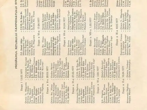 Romania F.C. Soimii Sibiu 1977 paper ephemera 2scans