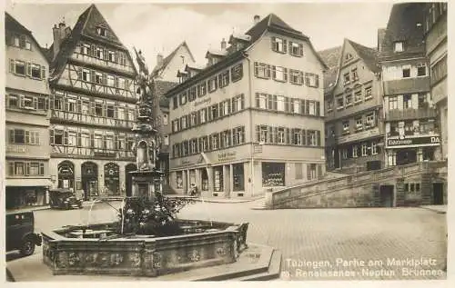 Germany Tubingen partie am Marktplatz Renaissance Neptun Brunnen