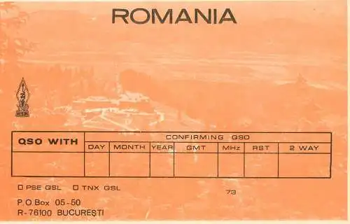 Radio amateur card Romania unposted