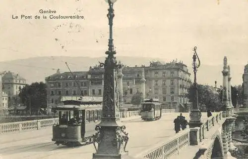 Switzerland Geneve Le Pont de la Coulouvreniere tramway
