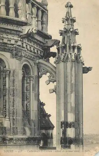 France Tours Cathedrale St Gatien detail de la tour nord