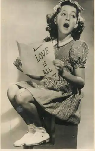 Theatre postcard Love is all Jaqueline Bonper