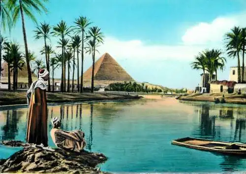 Egypt pyramides and Nile during the flood