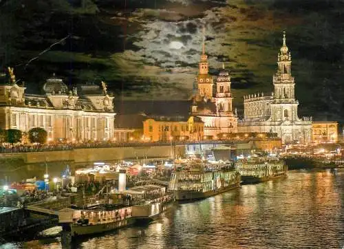 Germany Dresden Dampferparaden & Hofkirche bei Nacht