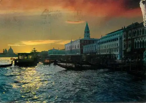 Italy Venezia St Mark docks sunset view