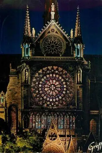 France Paris Notre Dame Rosace Sud Illumination "Son & Lumiere"