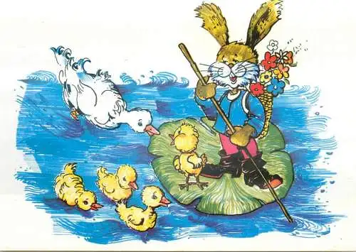 Humour funny illustration rabbits rabbit and ducks
