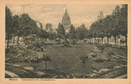 Germany Mainz Kaiserstrasse mit Christuskirche