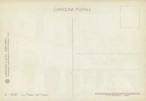 Cartolina di Rodi Italia la piazza del Fuoco