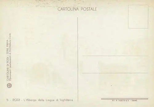 Cartolina di Rodi Italia l'Albergo della Lingua di Inghilterra