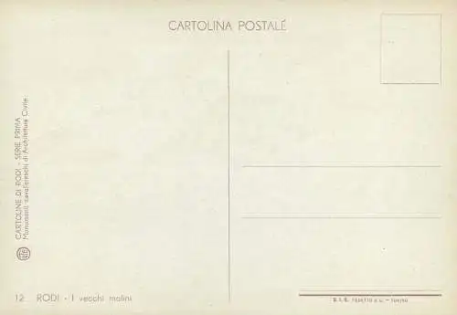 Cartolina di Rodi Italia I vecchio molini