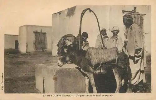 Morocco Oued Zem un puils dans le Souk marocain donkey