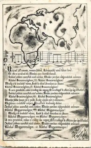 Music and musical notes Africa map