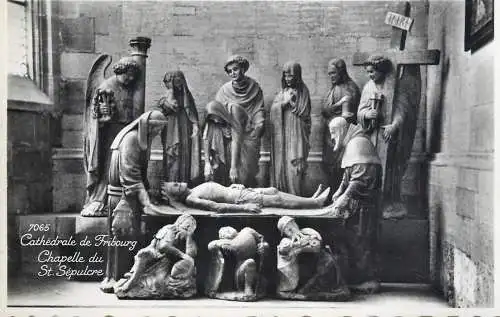 Switzerland Fribourg cathedrale and statue