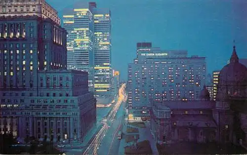 Canada Montreal Dorchester Street looking east nocturnal aspect