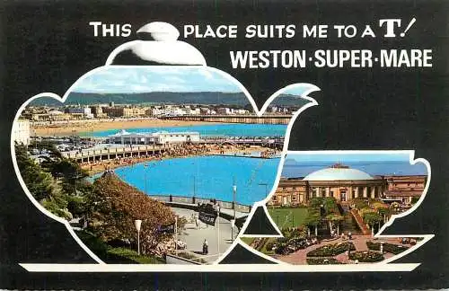 England Souvenir Weston-super-Mare tea service shaped multi view