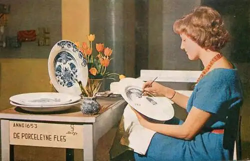 Royal Delft Ware factory girl painting porcelain plate