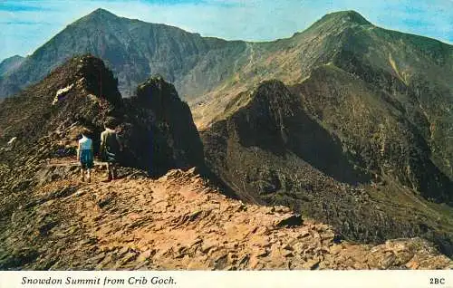 United Kingdom Wales Snowdon summit from Crib Goch