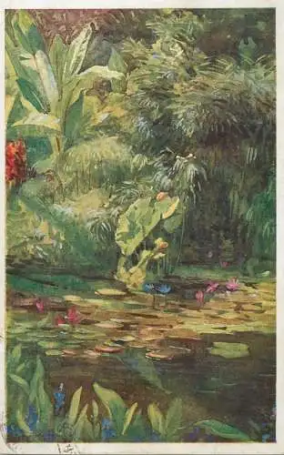 Germany Stadtgarten Karlsruhe aquarell von Wilh Volz