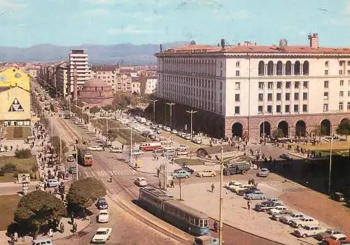 Bulgaria Sofia city centre overview tramway