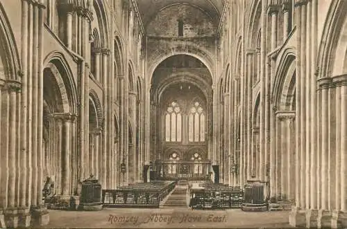 British abbeys, churches & cathedrals postcard Romsey abbey Nave East