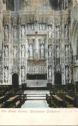 British abbeys, churches & cathedrals postcard Winchester cathedral