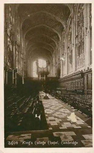 British abbeys, churches & cathedrals postcard Cambridge King's college chapel