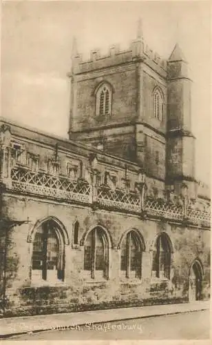 British abbeys, churches & cathedrals postcard St. Peter's church Shaftesbury