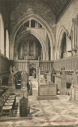 British abbeys, churches & cathedrals postcard Cambridge chapel