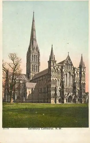 British abbeys, churches & cathedrals postcard Salisbury cathedral