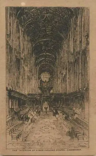 British abbeys, churches & cathedrals postcard Cambridge Kings college chapel