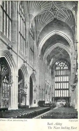 British abbeys, churches & cathedrals postcard Bath Abbey nave