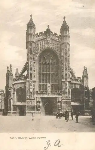British abbeys, churches & cathedrals postcard Bath Abbey west front