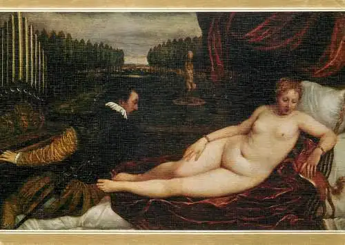 Venus delighted by music Tiziano painting