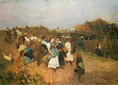 Harvesters returning from work Deak Ebner Lajos painting