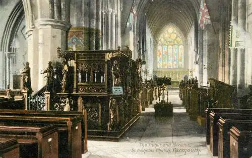 British churches & cathedrals postcard Yarmouth St. Nicholas church