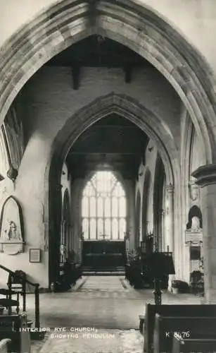 British churches & cathedrals postcard Rye church pendulum