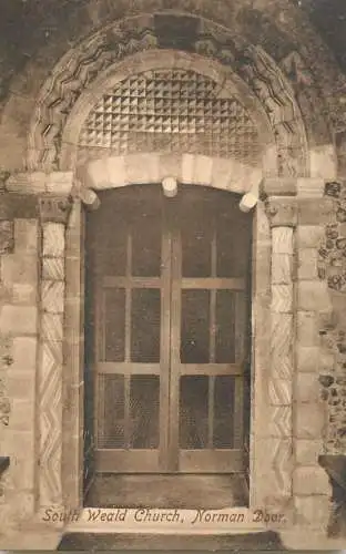 British churches & cathedrals postcard South Weald church Norman Door