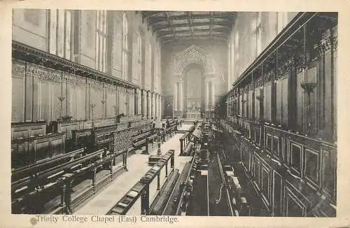 British churches & cathedrals postcard Cambridge Trinity colege chapel