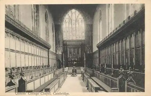 British churches & cathedrals postcard Cambridge Queen's college chapel