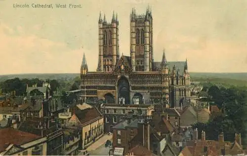 British churches & cathedrals postcard Lincoln cathedral