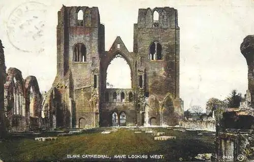 British churches & cathedrals postcard Elgin cathedral nave
