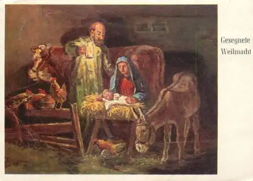Christmas greetings Nativity scene religious illustration