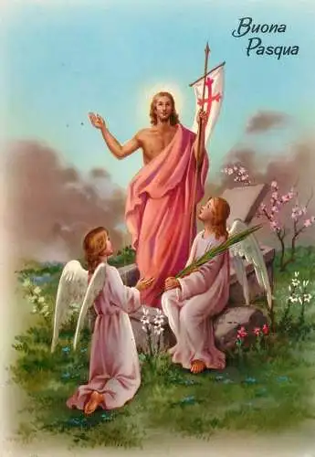 Easter greetings Jesus Christ resurrection scene